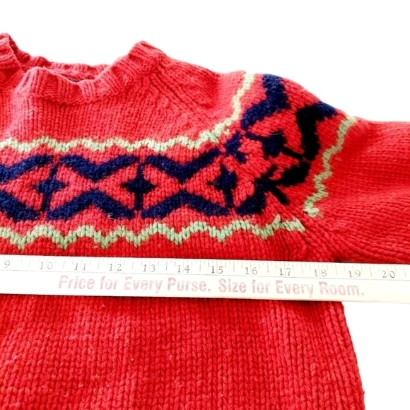 Abercrombie Fitch Lambswool Sweater Small Nordic Fair Isle Red Aztec Western - Picture 7 of 9